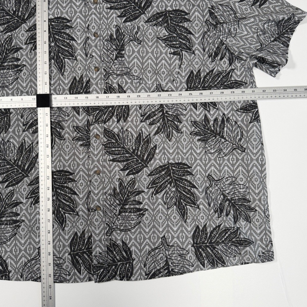 Oak Hill Button Down Shirt Mens 3XL Grey Black Tropical Leaf Cotton Big Tall - Picture 7 of 8